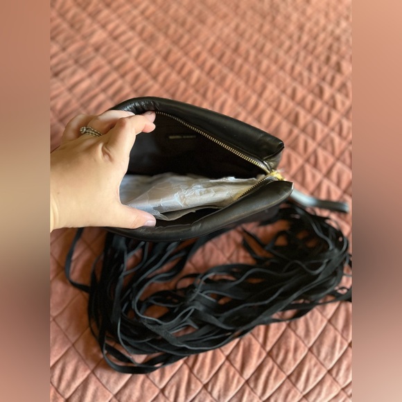 Rebecca Minkoff Pillow Clutch with Fringe in Black new with tags - Picture 5 of 9